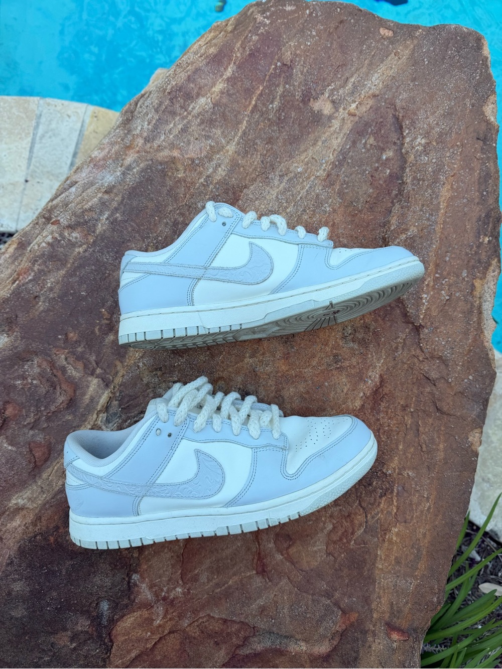 Nike Women’s Dunk Low Needlework Sail Aura Sneakers - Picture 9 of 13